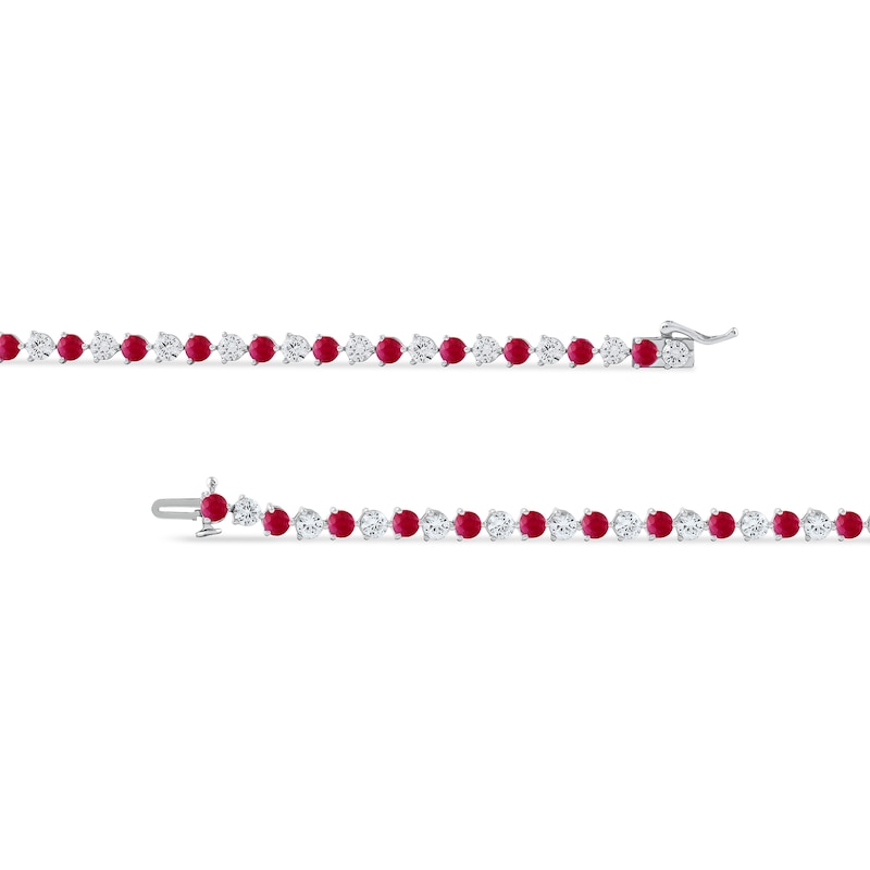 3.5mm Lab-Created Ruby and White Lab-Created Sapphire Alternating Line Bracelet in Sterling Silver - 7.25"