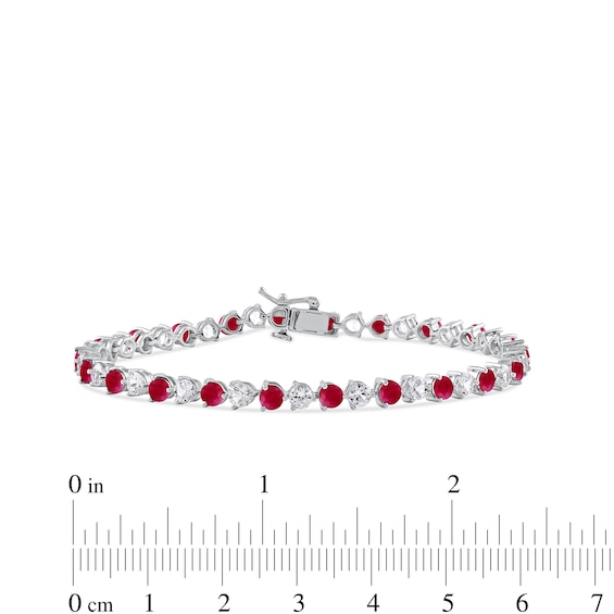 3.5mm Lab-Created Ruby and White Lab-Created Sapphire Alternating Line Bracelet in Sterling Silver - 7.25"