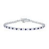 Thumbnail Image 0 of Blue and White Lab-Created Sapphire Alternating Line Bracelet in Sterling Silver - 7.25"