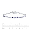 Thumbnail Image 3 of Blue and White Lab-Created Sapphire Alternating Line Bracelet in Sterling Silver - 7.25"
