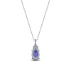Thumbnail Image 2 of Oval Tanzanite and Diamond Accent Tri-Top Pendant in 10K White Gold