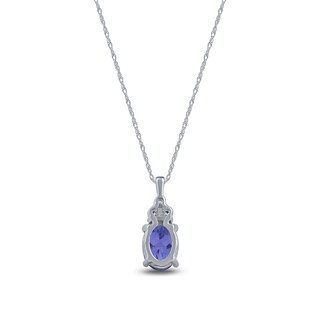 Oval Tanzanite and Diamond Accent Tri-Top Pendant in 10K White Gold