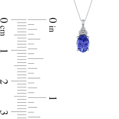 Oval Tanzanite and Diamond Accent Tri-Top Pendant in 10K White Gold