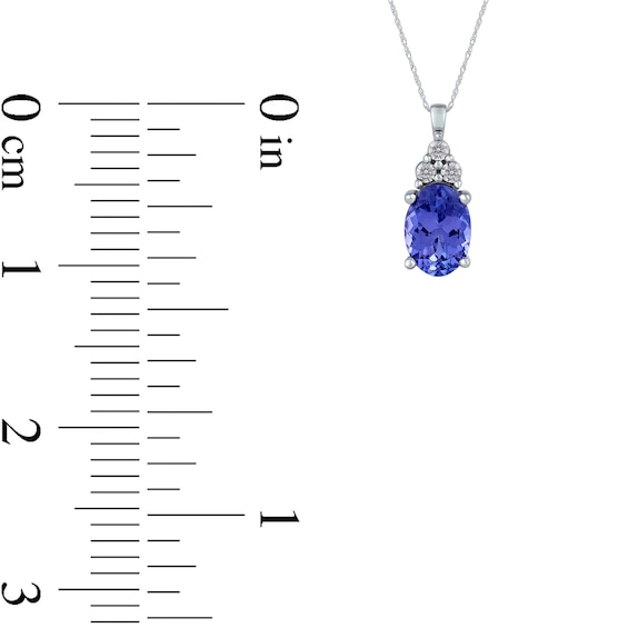 Oval Tanzanite and Diamond Accent Tri-Top Pendant in 10K White Gold