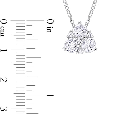 4.5mm White Lab-Created Sapphire Tri-Cluster Pendant in Sterling Silver