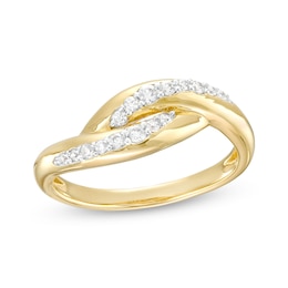 0.20 CT. T.W. Diamond Bypass Ribbon Ring in 10K Gold