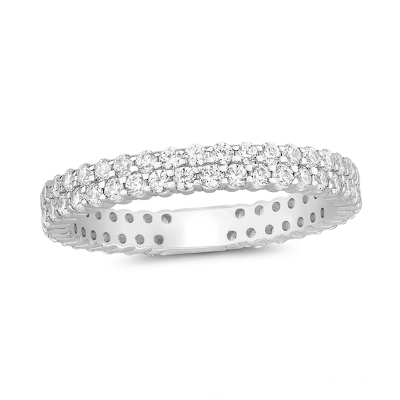 0.95 CT. T.W. Diamond Double Row Eternity Anniversary Band in 14K White Gold