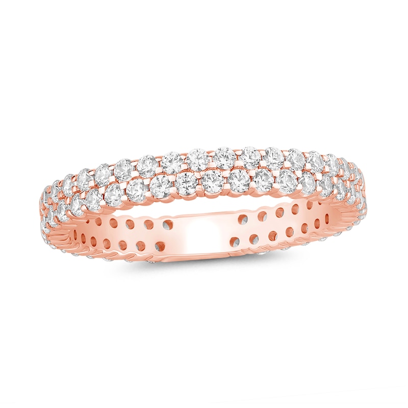 0.95 CT. T.W. Diamond Double Row Eternity Anniversary Band in 14K Rose Gold