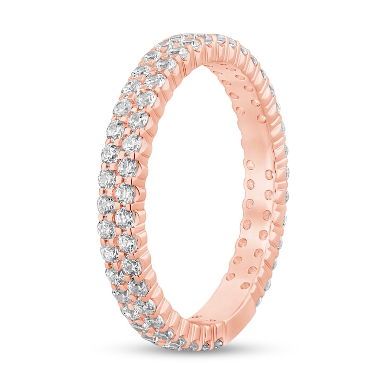 Main Image 2 of 0.95 CT. T.W. Diamond Double Row Eternity Anniversary Band in 14K Rose Gold