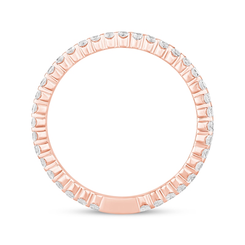 0.95 CT. T.W. Diamond Double Row Eternity Anniversary Band in 14K Rose Gold