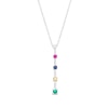 Mother's Simulated Gemstone Graduated Stick Drop Pendant in Sterling Silver (5 Stones)