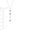 Mother's Simulated Gemstone Graduated Stick Drop Pendant in Sterling Silver (5 Stones)