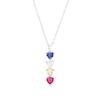 Mother's 5.0mm Heart-Shaped Simulated Gemstone Stacked Linear Drop Pendant in Sterling Silver (4 Stones)