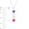 Mother's 5.0mm Heart-Shaped Simulated Gemstone Stacked Linear Drop Pendant in Sterling Silver (4 Stones)