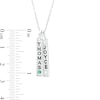 Thumbnail Image 2 of Couple's Simulated Gemstone Engravable Vertical Bar Charms Pendant in Sterling Silver (2 Stones and 2 Lines)