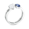 Couple's Pear-Shaped and Round Simulated Gemstone Engravable Open Shank Ring in Sterling Silver (2 Stones and 3 Lines)