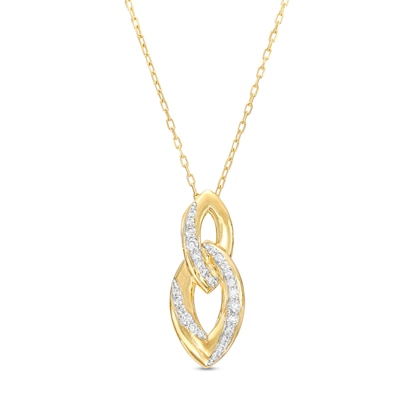 0.20 CT. T.W. Diamond Bypass Ribbon Marquise-Shaped Interlocking Link Pendant in 10K Gold