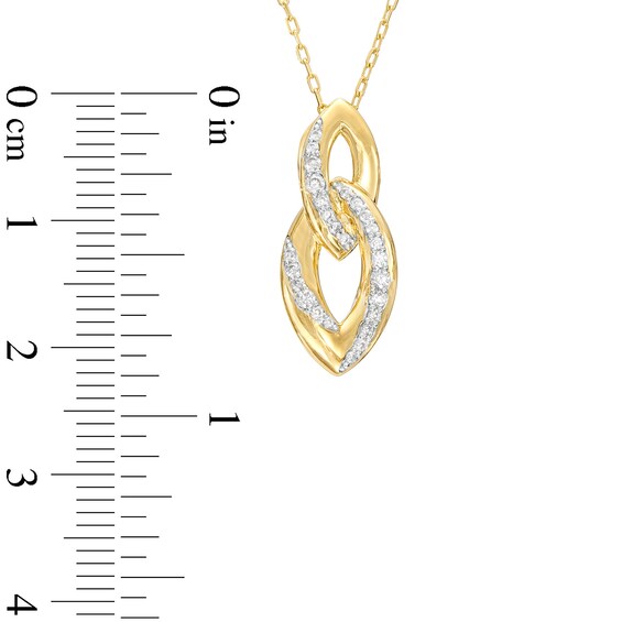 0.20 CT. T.W. Diamond Bypass Ribbon Marquise-Shaped Interlocking Link Pendant in 10K Gold