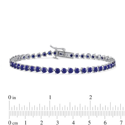 3.0mm Blue Lab-Created Sapphire Tennis Bracelet in Sterling Silver - 7.25"