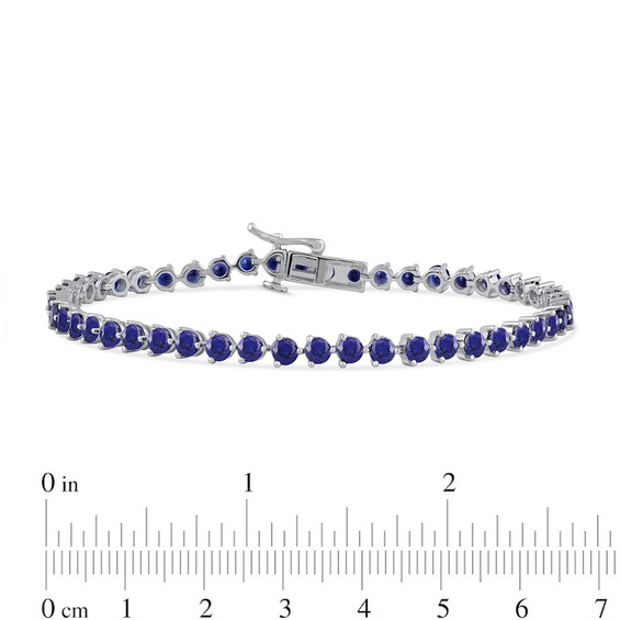 3.0mm Blue Lab-Created Sapphire Tennis Bracelet in Sterling Silver - 7.25"