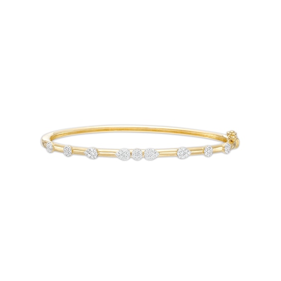 0.50 CT. T.W. Pear-Shaped and Round Multi-Diamond Station Bangle in 10K Gold