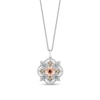 Thumbnail Image 0 of Disney Treasures Encanto Multi-Gemstone and 0.085 CT. T.W. Diamond Flower Pendant in Sterling Silver and 10K Rose Gold