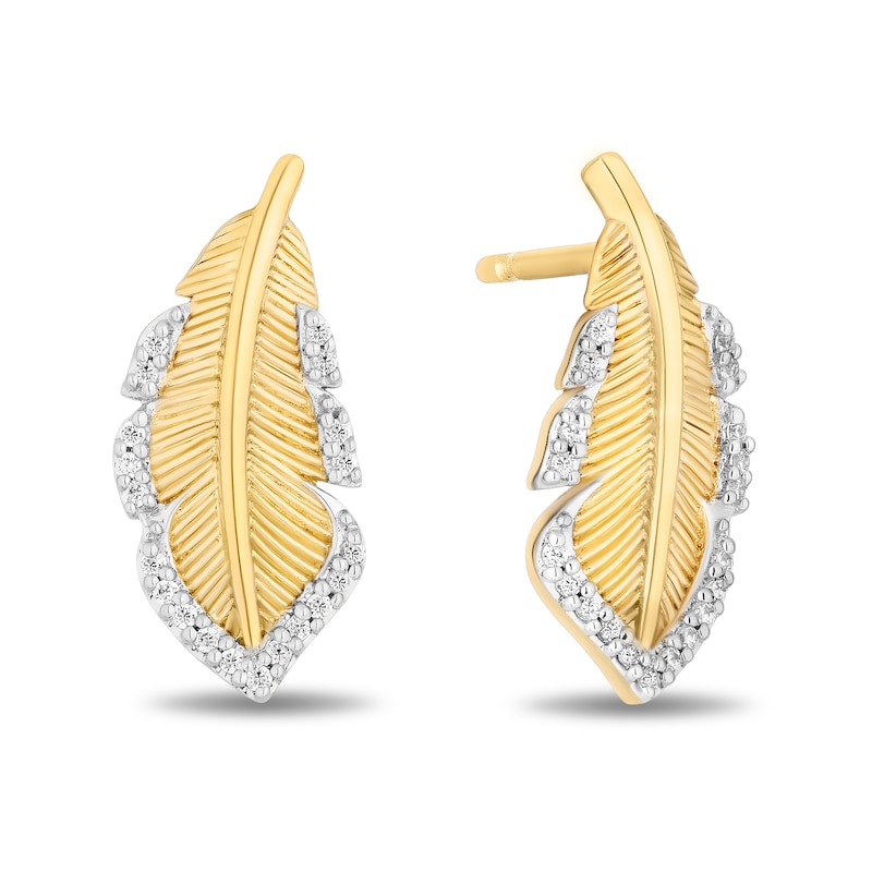 Enchanted Disney Pocahontas 0.085 CT. T.W. Diamond Feather Stud Earrings in 10K Gold|Peoples Jewellers