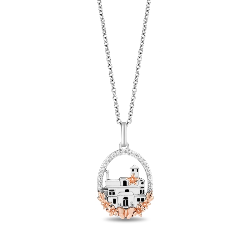 Disney Treasures Encanto 0.065 CT. T.W. Diamond Oval-Shaped Frame Casita Pendant in Sterling Silver and 10K Rose Gold|Peoples Jewellers