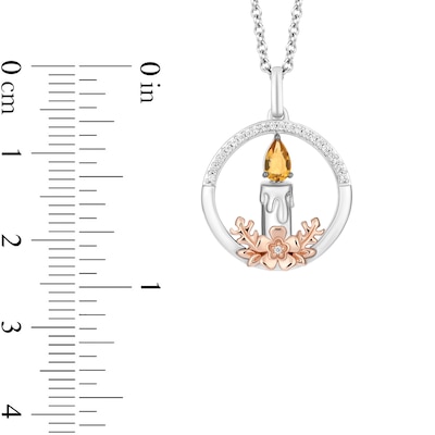 Disney Treasures Encanto Citrine and 0.065 CT. T.W. Diamond Candle Pendant in Sterling Silver and 10K Rose Gold - 19"