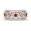 Disney Treasures Encanto Multi-Gemstone and 0.145 CT. T.W. Diamond Flower Ring in Sterling Silver and 10K Rose Gold