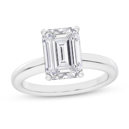 3.00 CT. Certified Emerald-Cut Lab-Created Diamond Solitaire Engagement Ring in 14K White Gold (F/SI2)