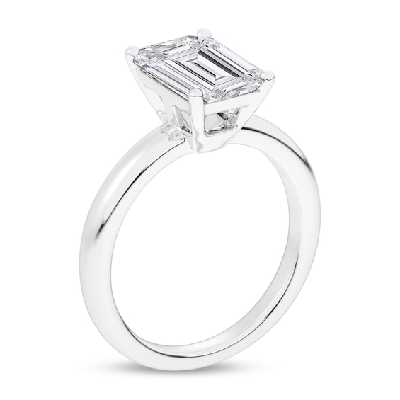 3.00 CT. Certified Emerald-Cut Lab-Created Diamond Solitaire Engagement Ring in 14K White Gold (F/SI2)