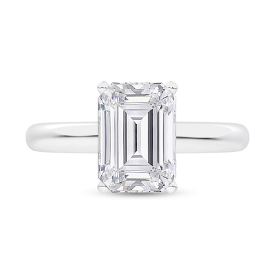 3.00 CT. Certified Emerald-Cut Lab-Created Diamond Solitaire Engagement Ring in 14K White Gold (F/SI2)