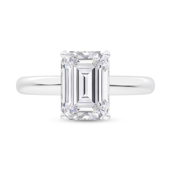 3.00 CT. Certified Emerald-Cut Lab-Created Diamond Solitaire Engagement Ring in 14K White Gold (F/SI2)