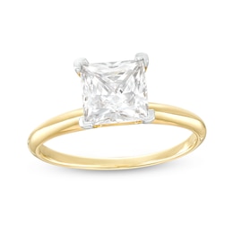 2.50 CT. Certified Princess-Cut Lab-Created Diamond Solitaire Engagement Ring in 14K Gold (F/SI2)