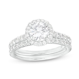 1.70 CT. T.W. Certified Lab-Created Diamond Frame Bridal Set in 14K White Gold (F/SI2)