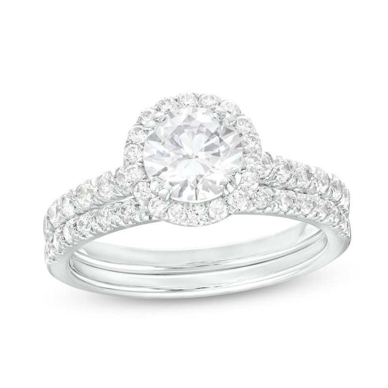 1.70 CT. T.W. Certified Lab-Created Diamond Frame Bridal Set in 14K White Gold (F/SI2)|Peoples Jewellers