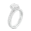 1.70 CT. T.W. Certified Oval Lab-Created Diamond Frame Bridal Set in 14K White Gold (F/SI2)