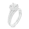 1.80 CT. T.W. Certified Princess-Cut Lab-Created Diamond Cushion Frame Split Shank Bridal Set in 14K White Gold (F/SI2)