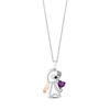 Thumbnail Image 0 of Disney Treasures Lilo and Stitch Amethyst and 0.12 CT. T.W. Diamond Pendant in Sterling Silver and 10K Rose Gold - 19"