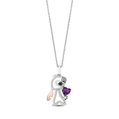 Disney Treasures Lilo and Stitch Amethyst and 0.12 CT. T.W. Diamond Pendant in Sterling Silver and 10K Rose Gold - 19"