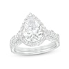 Thumbnail Image 0 of 2.60 CT. T.W. Certified Pear-Shaped Lab-Created Diamond Frame Twist Shank Bridal Set in 14K White Gold (F/SI2)