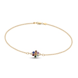 Mother's Gemstone and Diamond Accent Flower Bracelet (7 Stones)