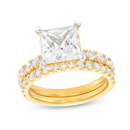 3.00 CT. T.W. Certified Princess-Cut Lab-Created Diamond Bridal Set in 14K Gold (F/SI2)