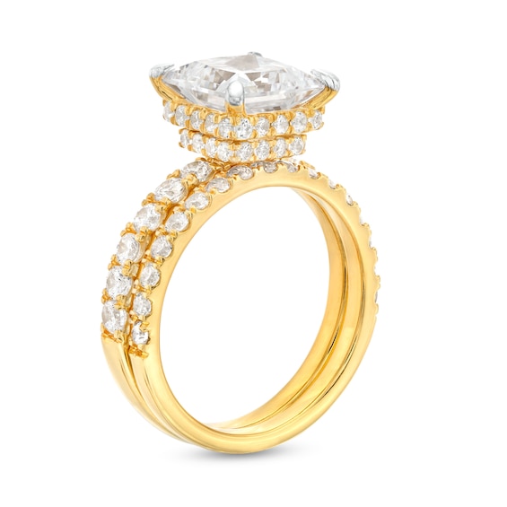 3.00 CT. T.W. Certified Princess-Cut Lab-Created Diamond Bridal Set in 14K Gold (F/SI2