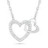 Thumbnail Image 0 of Diamond Accent Beaded Large and Small Interlocking Hearts Necklace in Sterling Silver - 17.5"