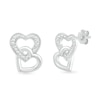 Thumbnail Image 0 of Diamond Accent Beaded Interlocking Tilted Heart Stud Earrings in Sterling Silver