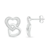 Thumbnail Image 1 of Diamond Accent Beaded Interlocking Tilted Heart Stud Earrings in Sterling Silver