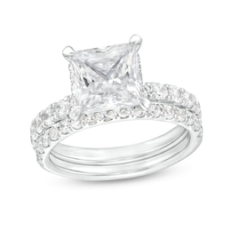 3.00 CT. T.W. Certified Princess-Cut Lab-Created Diamond Bridal Set in 14K White Gold (F/SI2)