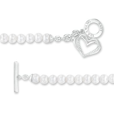 The Kindred Heart from Vera Wang Love Collection Freshwater Cultured Pearl and Diamond Bracelet in Sterling Silver